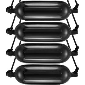 Boat Fenders, 6.5" x 23" Boat Bumpers for Docking, Inflatable Ribbed Fender with Center Holes, Marine Boat Dock Fender Bumper with Air Pump